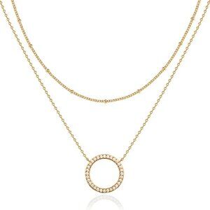14K Gold Plated Layering Necklaces | Stylish Minimalist Design Pendant Necklaces